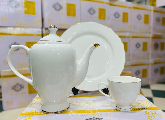 Heaven 24-Piece Bone China Tea Set – Complete Service for 6 with Cups, Saucers, Teapot & More