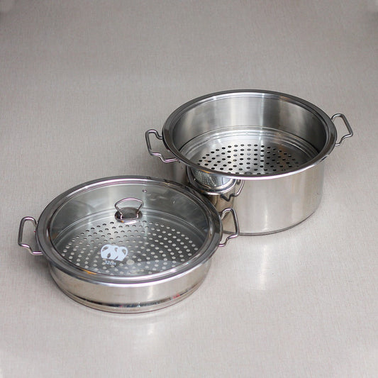 Alpha® Premium Stainless Steel Steamer Pot with Glass Lid– Durable & Rust-Resistant