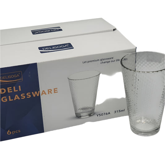 Delisoga® 6-Peice 315ml Glass Tumblers – Transparent Glasses for Water, Juice & Daily Use - Heaven of homes - Sale Pakistan