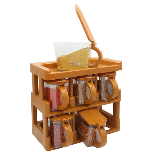 Heaven® 6-Jar Spice Rack Set with Airtight Storage Jars | Compact Kitchen Organizer