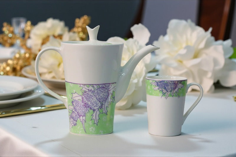 Heaven® 7-Pieces Bone China Ceramic Coffee Mug Set with Kettle – Elegant Tea & Coffee Set