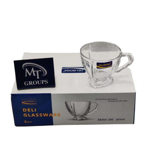 Delisoga® Set of 6 Clear Glass Tea Mugs – 205 ml Transparent Cups for Hot Beverages - Heaven of homes - Sale Pakistan