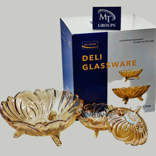 Delisoga® Set of 7 Glass Fruit Bowls – Elegant Transparent Glassware for Serving & Display - Heaven of homes - Sale Pakistan