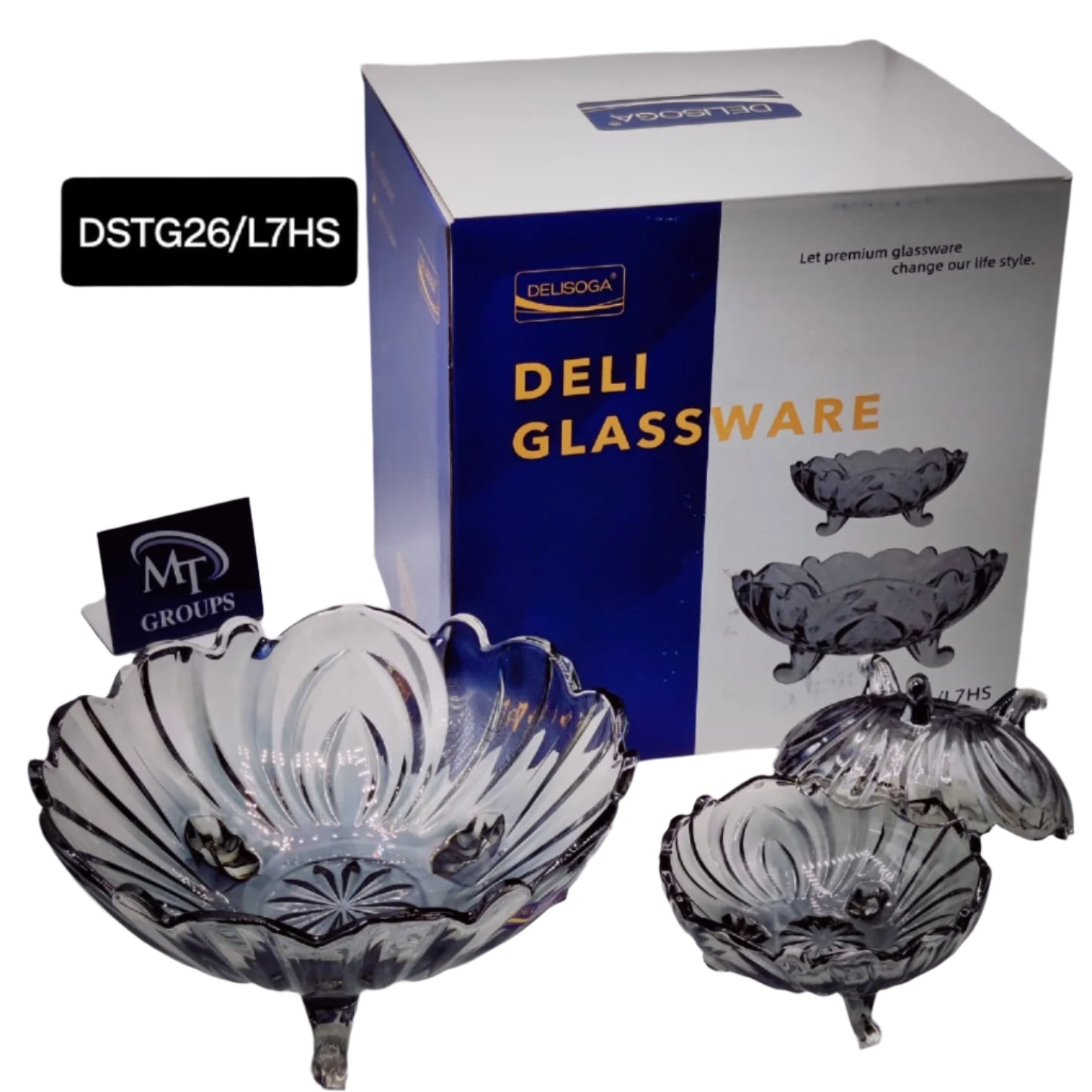 Delisoga® Set of 7 Glass Fruit Bowls – Elegant Transparent Glassware for Serving & Display - Heaven of homes - Sale Pakistan