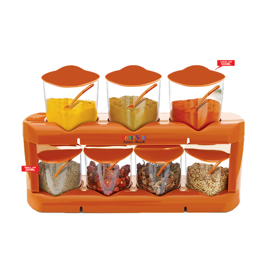 7-Jar Spice Rack Organizer – Compact Countertop & Cabinet Storage Shelf