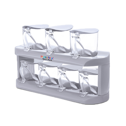 7-Jar Spice Rack Organizer – Compact Countertop & Cabinet Storage Shelf