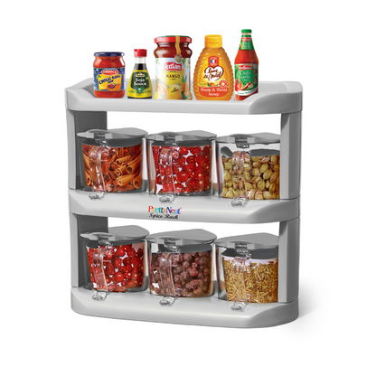 3-Tier Spice Rack Organizer – 6-Jar Compact Countertop & Cabinet Storage Shelf