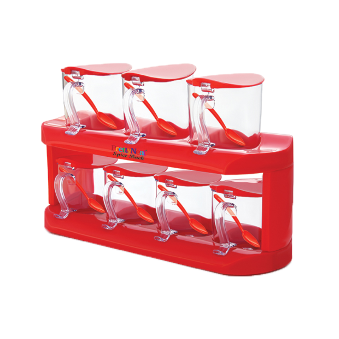 7-Jar Spice Rack Organizer – Compact Countertop & Cabinet Storage Shelf