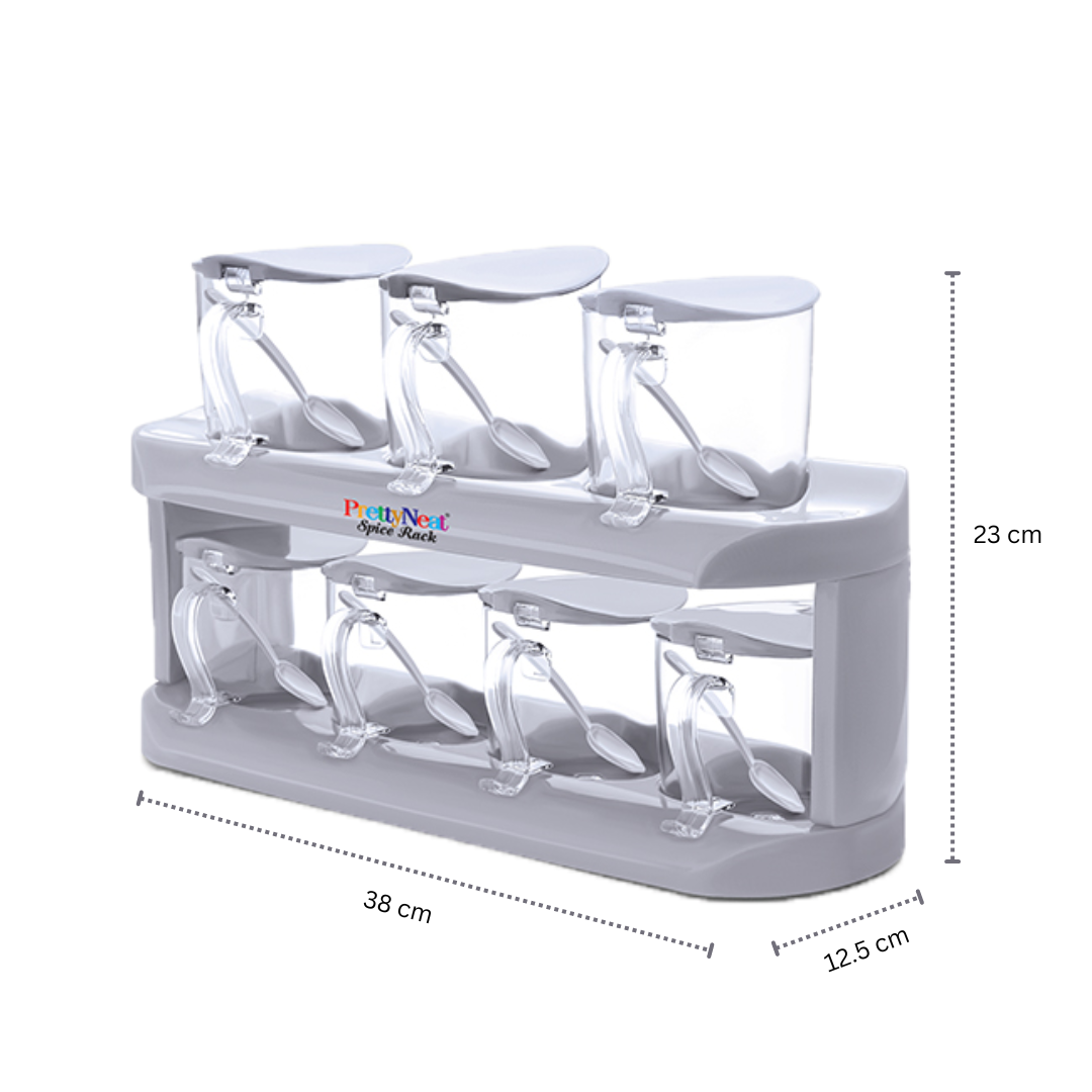 7-Jar Spice Rack Organizer – Compact Countertop & Cabinet Storage Shelf