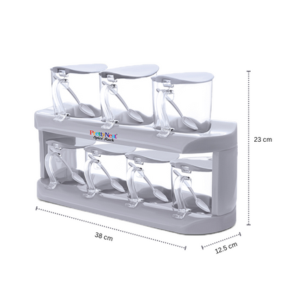 7-Jar Spice Rack Organizer – Compact Countertop & Cabinet Storage Shelf