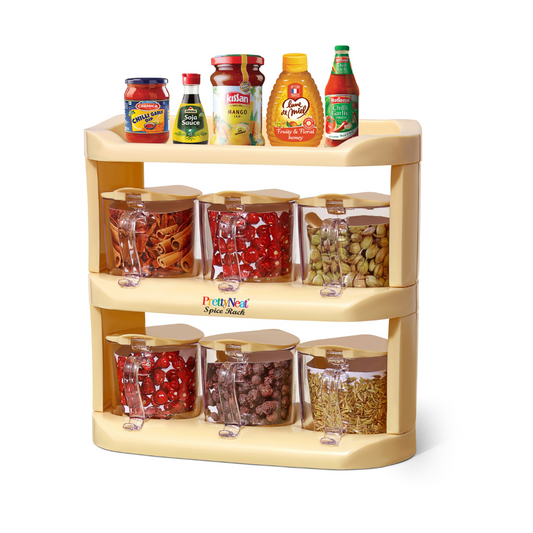 3-Tier Spice Rack Organizer – 6-Jar Compact Countertop & Cabinet Storage Shelf