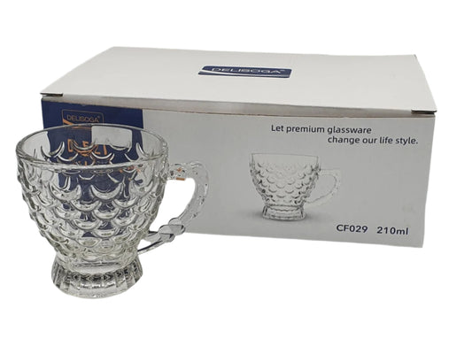 Delisoga® 210ml Clear Glass Tea & Coffee Mug Set – 6 Transparent Cups for Hot Beverages - Heaven of homes - Sale Pakistan