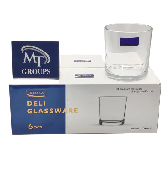 Delisogq® 6-piece Transparent Drinking Glasses – For Home & Dining 340 ml - 82089