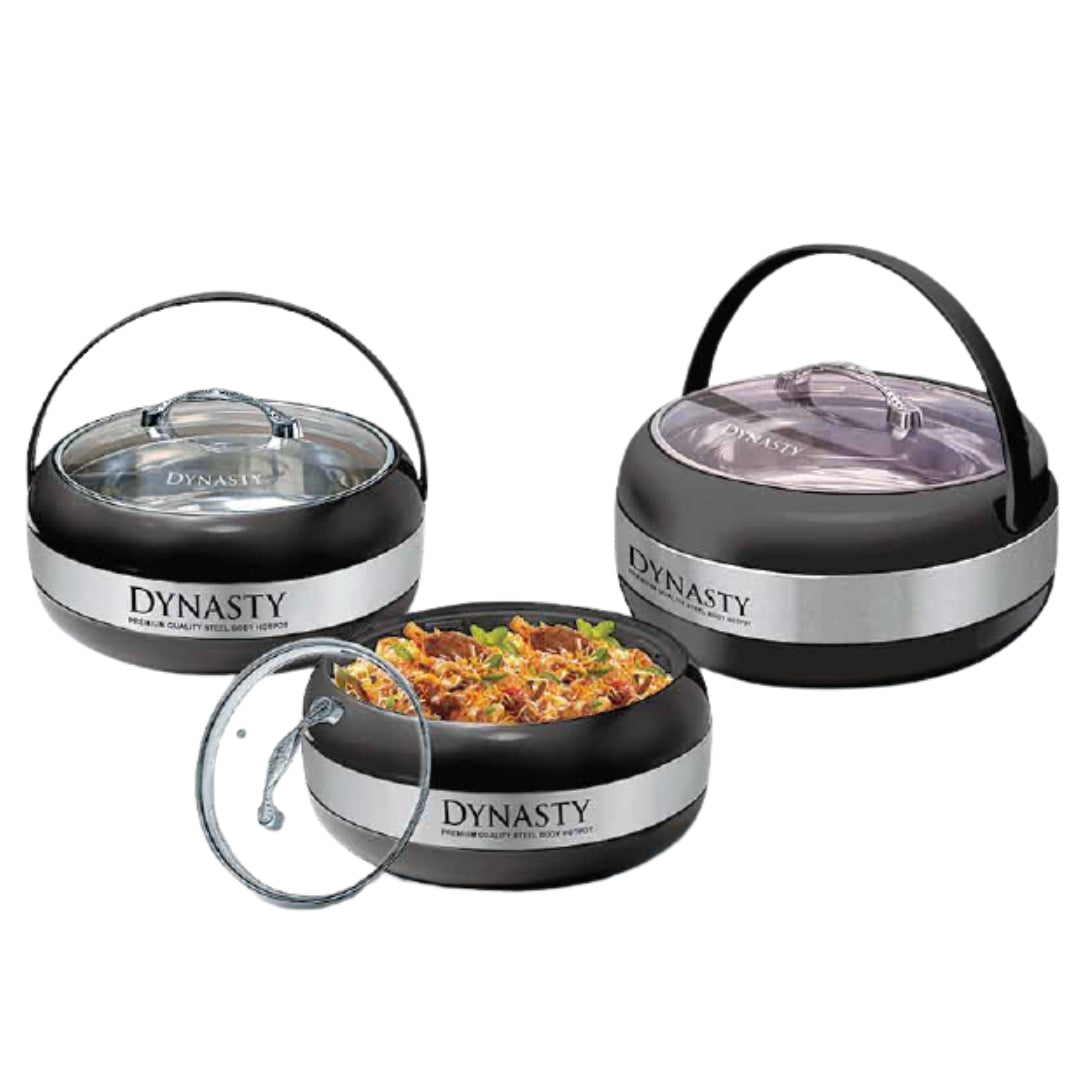 Heaven® 4-Piece Dynasty Hot Pot Set with Stainless Steel Inner Bowls, Glass Lids & 12L Water Cooler – Durable & Stylish Cookware Set