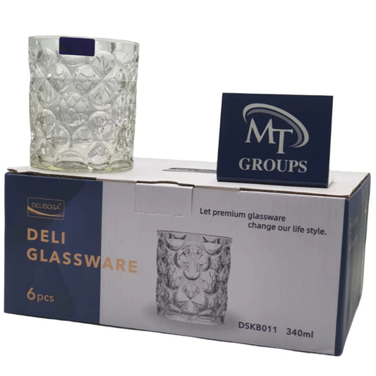 Delisoga® Set of 6 Clear Glass Drinking Tumblers – Water, Juice & More | 340ml Premium Glassware DSKB011 - Heaven of homes - Sale Pakistan