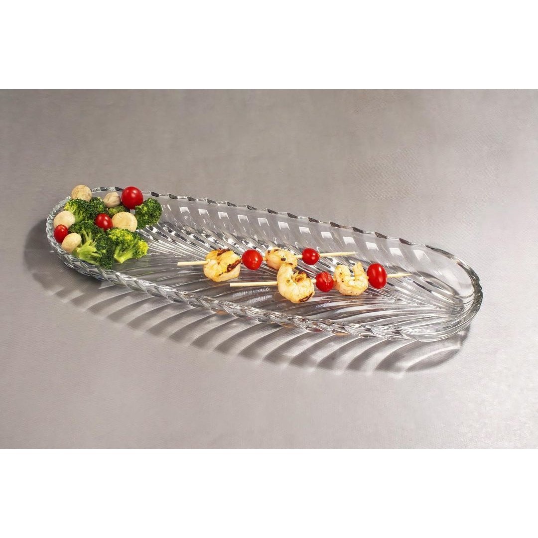 Royal Long Dish Clear Glass Serving Tray Barbeque Dish BBQ Platter - Heaven of homes