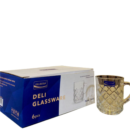Delisoga® 240ml Transparent Glass Mug Set – 6 Premium Teacups for Coffee & Green Tea - Heaven of homes - Sale Pakistan