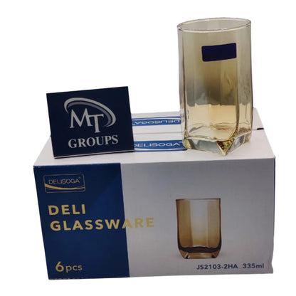 Delisoga® Set of 6 Transparent Clear Glass Water Tumblers – 335 ml Long Glassware - Heaven of homes - Sale Pakistan