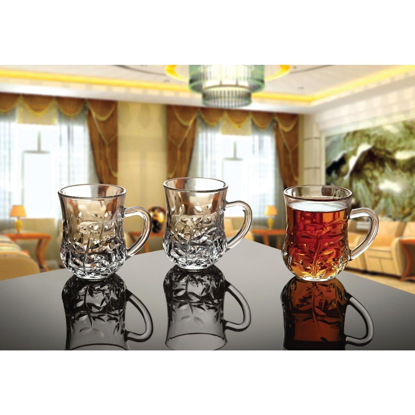 Set of 6 Royal Tea Mugs Transparent Glass 185 ML - Heaven of homes