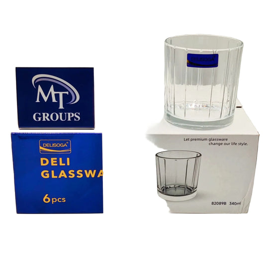 Delisoga® 6-piece Transparent Drinking Glasses – For Home & Dining 340 ml - 82089B