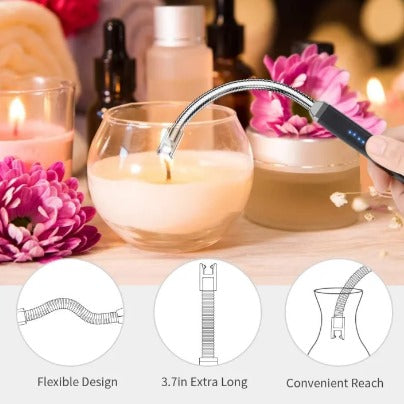 Rechargeable USB Arc Lighter – Windproof, Flameless, Flexible Neck - Heaven of homes - Sale Pakistan