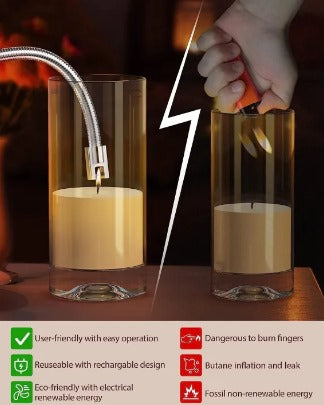 Rechargeable USB Arc Lighter – Windproof, Flameless, Flexible Neck - Heaven of homes - Sale Pakistan