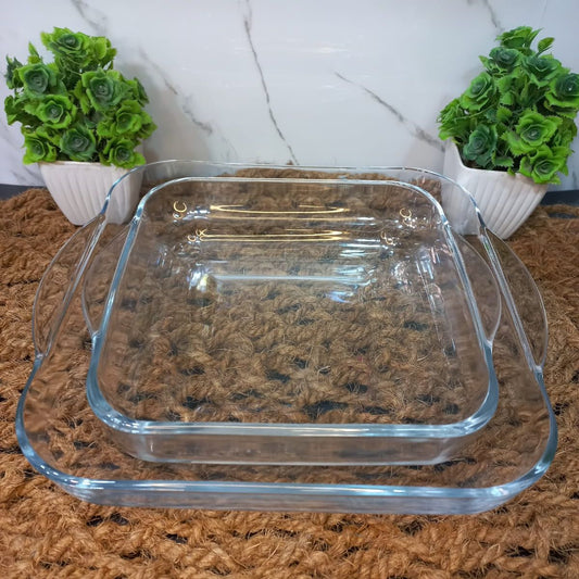 Set of 2 Square Baking Dishes Clear Glass Serving & Baking Dish 2 Pieces - Heaven of homes