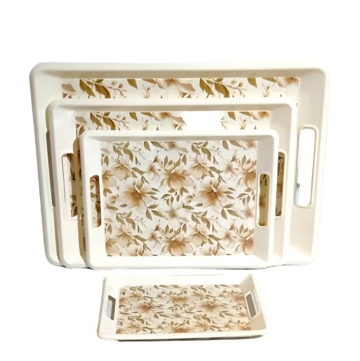 Heaven Set of 4 Melamine Tray Set Beautiful Print Serving Trays - Heaven of homes