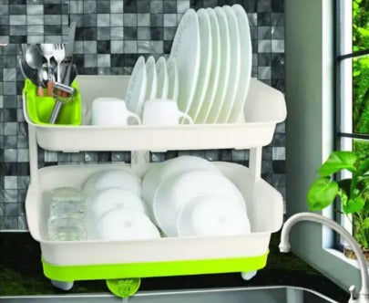 Double Layer Dish Drying Rack – Kitchen Plate Stand & Utensil Organizer - Heaven of homes - Sale Pakistan