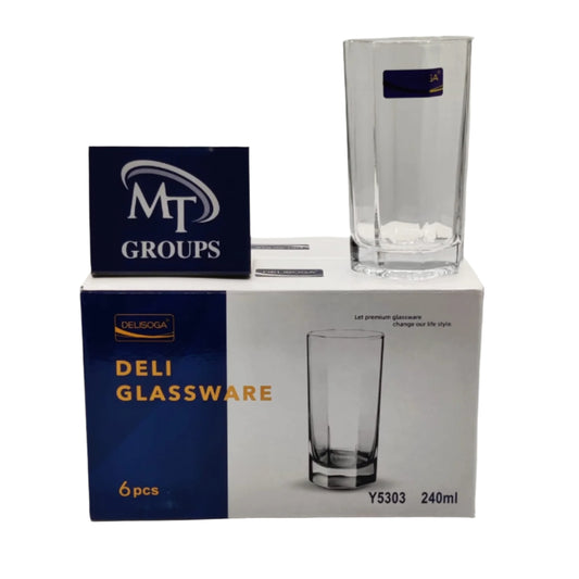 Delisoga® Set of 6 Transparent Water Glasses – 240ml Clear Glass Tumblers - Heaven of homes - Sale Pakistan