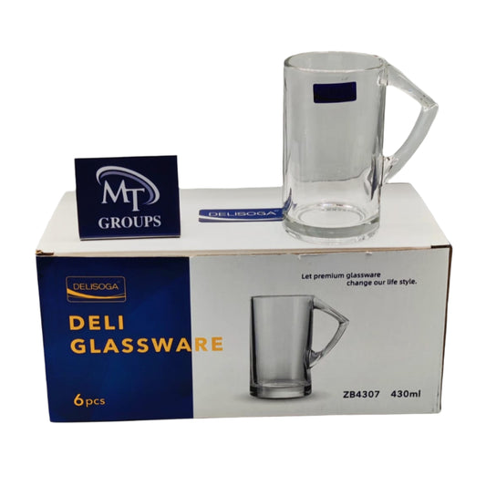 Delisoga® Juice Mugs 430 ML Each Fine Glass Material Milk Shake Mug Set of 6 ZB4307 - Heaven of homes - Sale Pakistan