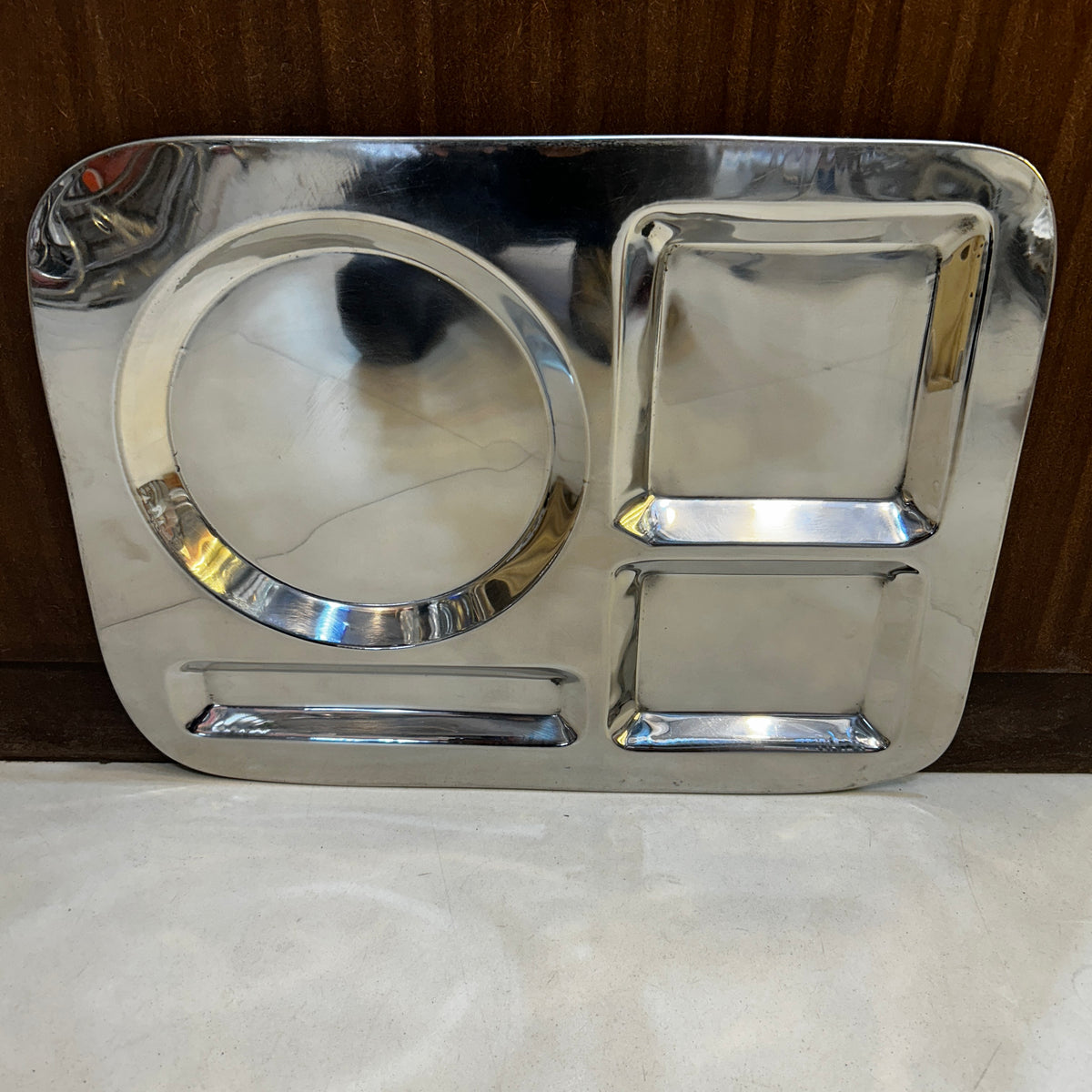 Heaven Stainless Steel Partition Tray Large Size 12 inches x 15 inches Restaurant Style Indian Thaali