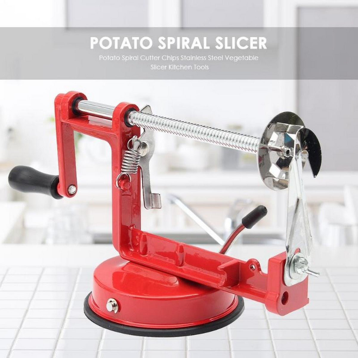 Manual Red Machine Vegetable Spiraliz Stainless Steel Twisted Potato Apple Slicer Spiral Fry Cutter Cooking Tools - Heaven of homes