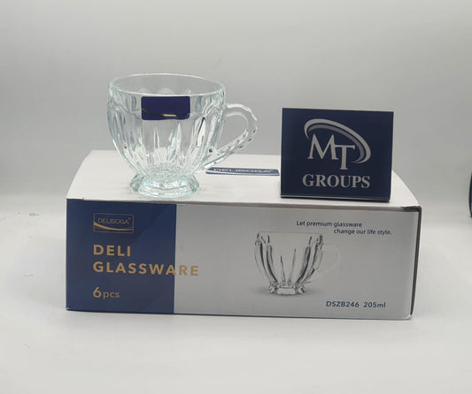 Delisoga® Set of 6 Transparent Clear Glass Coffee & Tea Mugs – 205 ml Elegant Cup - Heaven of homes