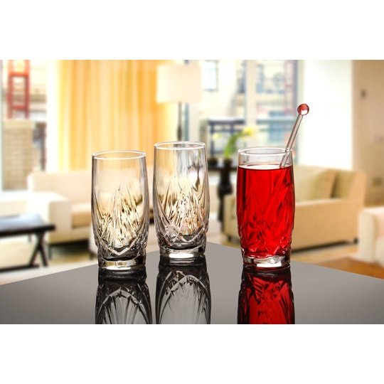 Royal Set of 6 Arena Water Glasses Transparent Glass 330 ML - Heaven of homes