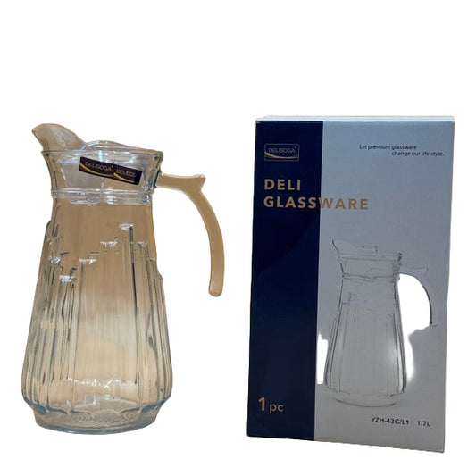 Delisoga® Premium Glass Serving Jug with Lid – 1.7L | Elegant Water Pitcher for Home & Offices - YZH-4C3L1