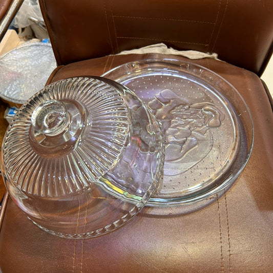 Imported 14-Inch Glass Cake Stand with Dome Cover – Elegant Serving Platter for Cakes, Pastries & Desserts