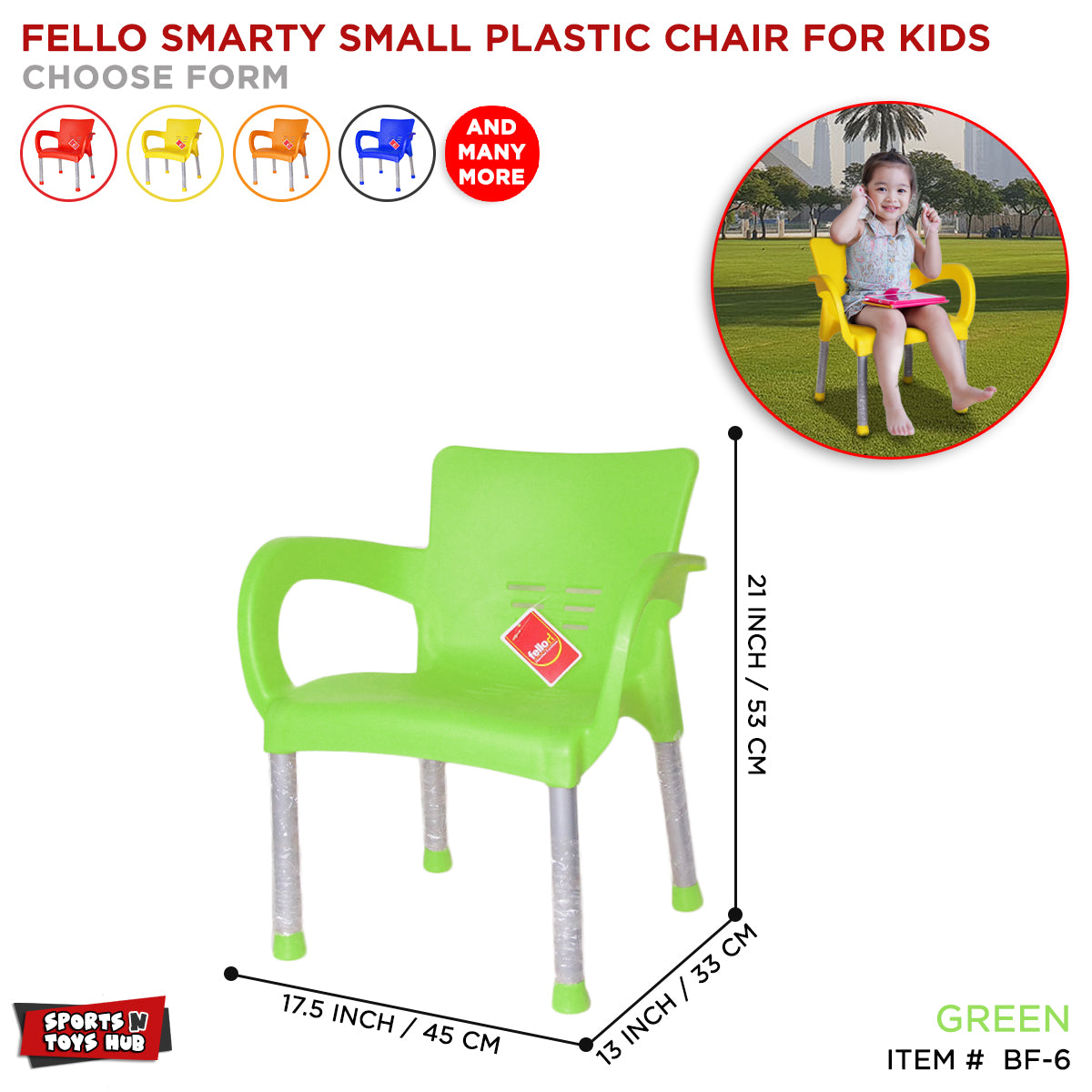 Fello Kids Plastic Chair With Steel Legs Kids Fun & Play - Heaven of homes