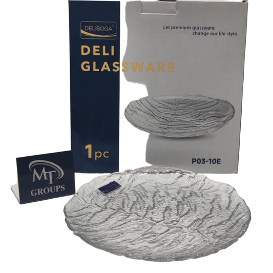 Delisoga® 1-Piece Clear Glass Serving Plate – Transparent Round Platter for Snacks & Appetizers - P03-10E