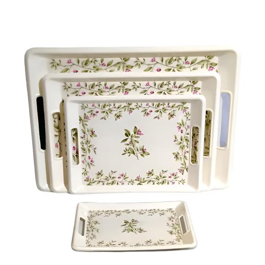 Heaven Set of 4 Melamine Tray Set Beautiful Print Serving Trays - Heaven of homes