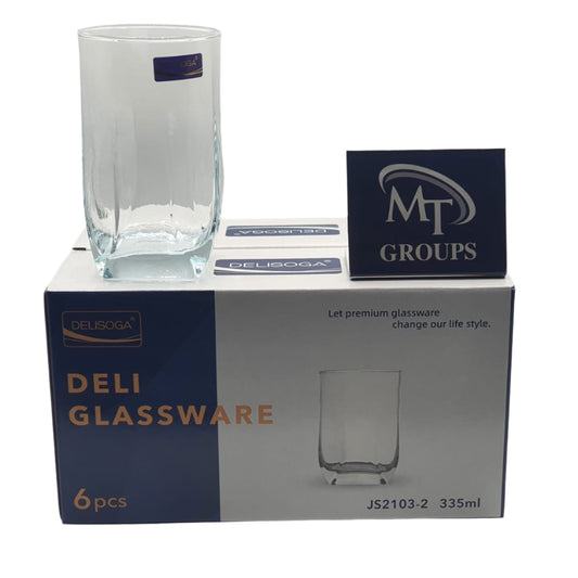 Delisoga® Set of 6 Clear Glass Tumblers – 335ml | Water, Juice & Beverage Glassware - Heaven of homes - Sale Pakistan