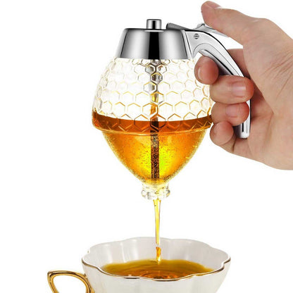 Honey Dispenser with Stand Honey Container, Syrup and Sugar Jar Pot, No Drip Honey Dispenser with Large Capacity - Heaven of homes