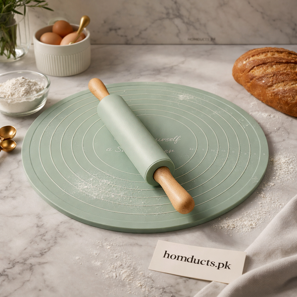 Heaven® Non-Stick Silicone Dough Rolling Mat with Rolling Pin – Heat-Resistant Baking Surface for Perfect Pastry Preparation