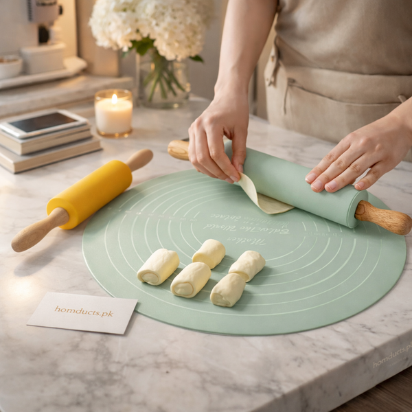 Heaven® Non-Stick Silicone Dough Rolling Mat with Rolling Pin – Heat-Resistant Baking Surface for Perfect Pastry Preparation