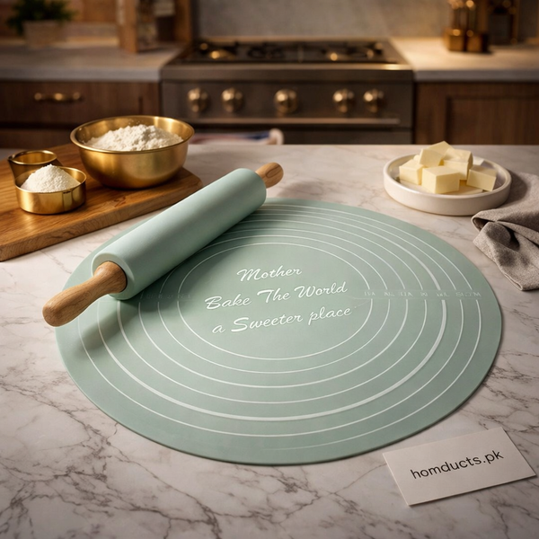 Heaven® Non-Stick Silicone Dough Rolling Mat with Rolling Pin – Heat-Resistant Baking Surface for Perfect Pastry Preparation