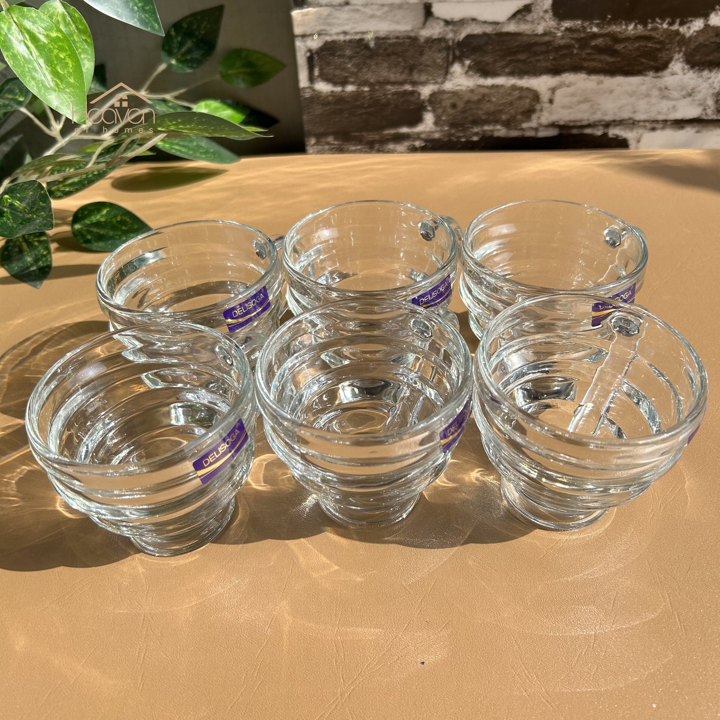 Delisoga® Set of 6 Transparent Clear Glass Coffee & Tea Mugs – 210ml Elegant Cup Design