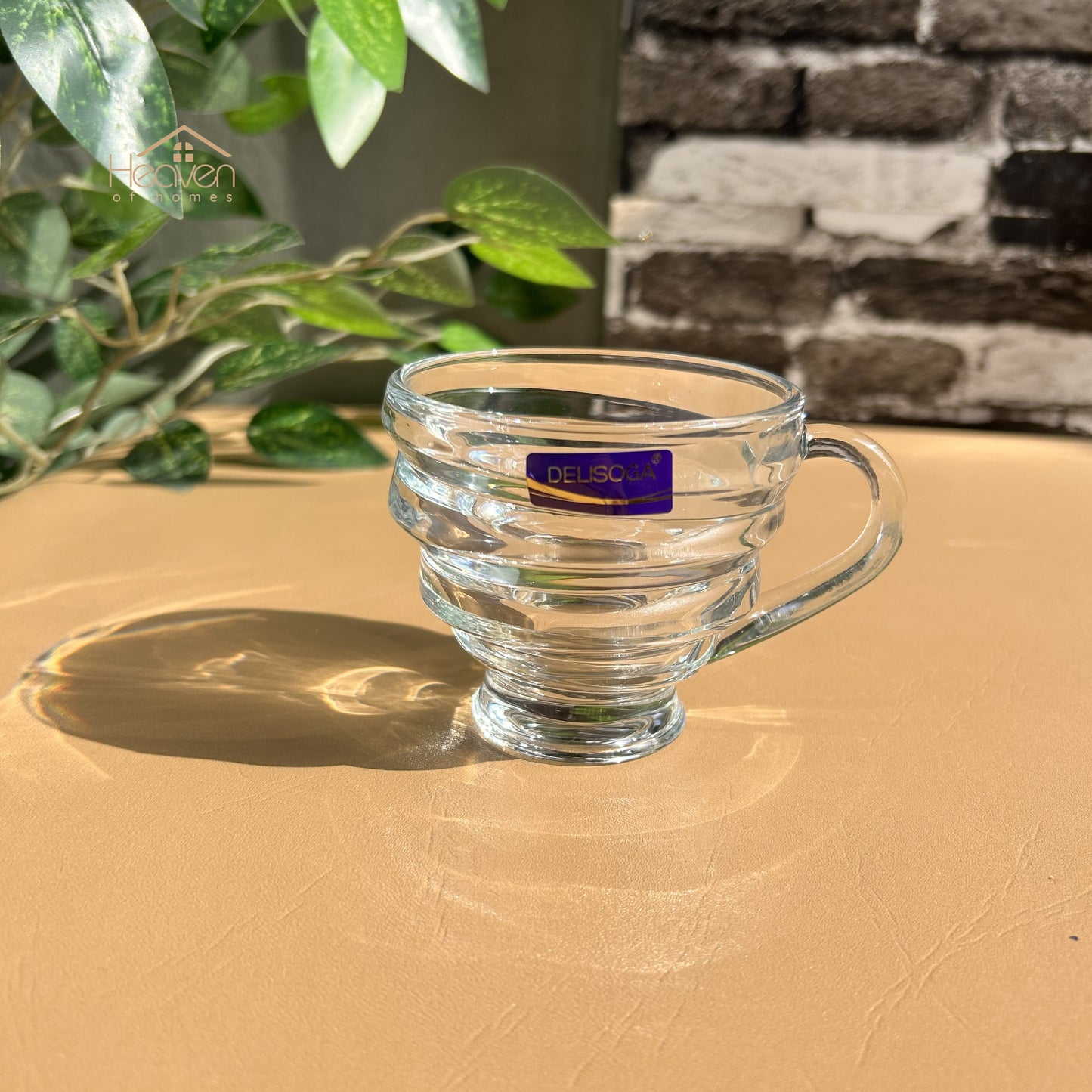 Delisoga® Set of 6 Transparent Clear Glass Coffee & Tea Mugs – 210ml Elegant Cup Design