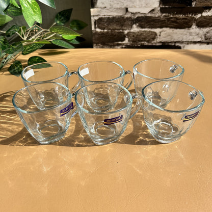 Delisoga® Set of 6 Transparent Clear Glass Coffee & Tea Mugs – 210ml Square Cup Design