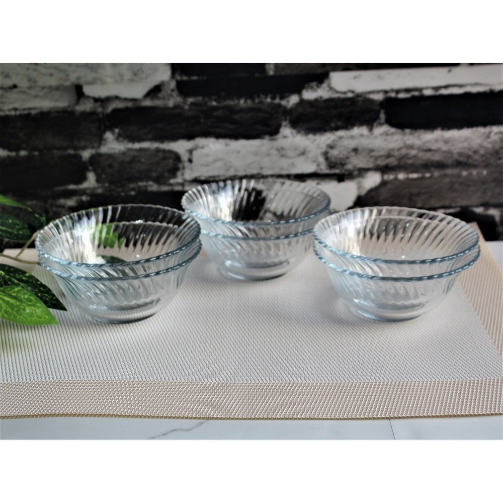 Set of 6 Diamond Fruit Bowls Clear Glass Custard Bowl 4.5 Inches - Heaven of homes