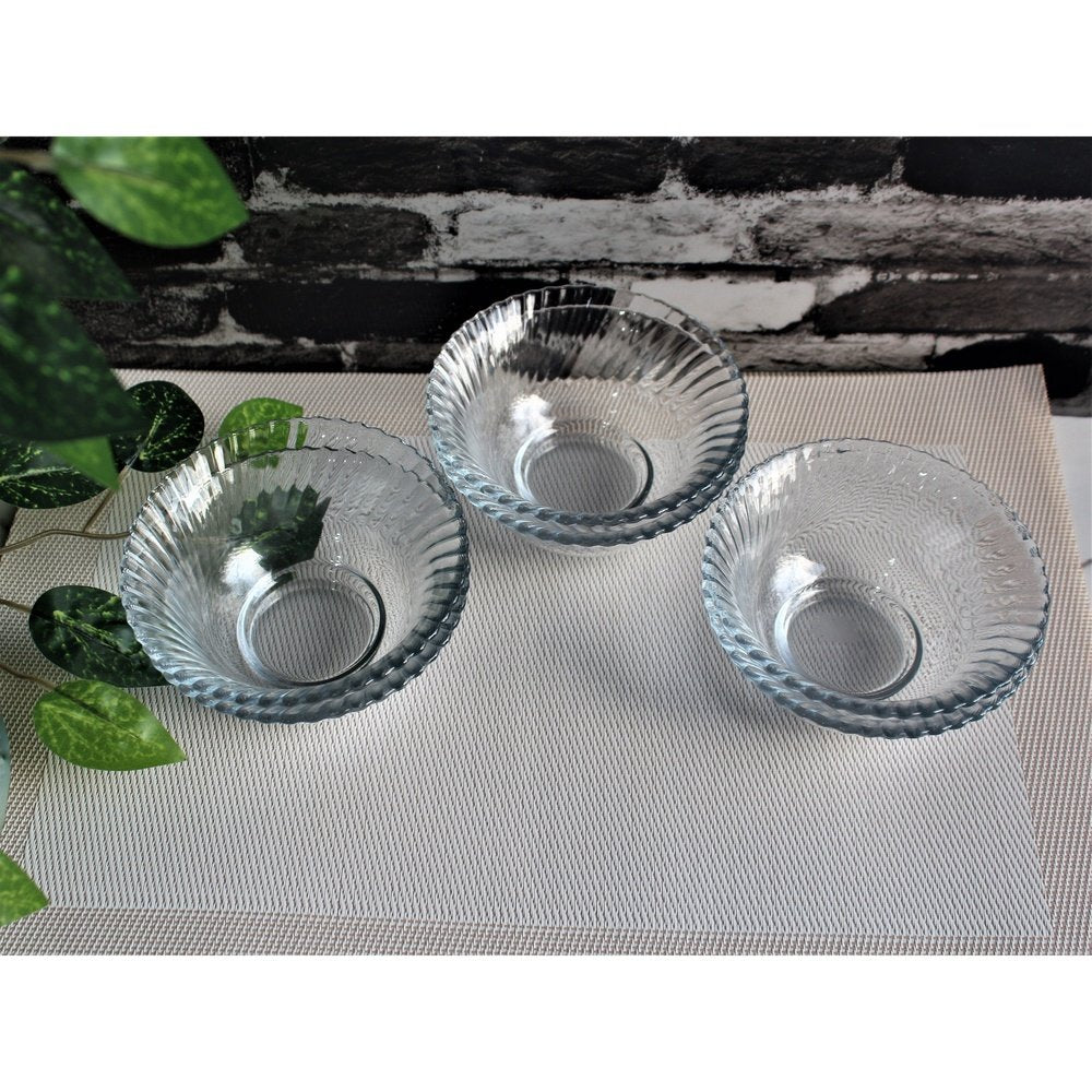 Set of 6 Diamond Fruit Bowls Clear Glass Custard Bowl 4.5 Inches - Heaven of homes